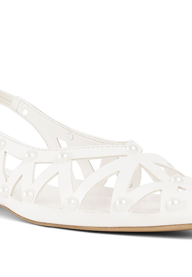 Women Pearl Embellished Slingback Sandals