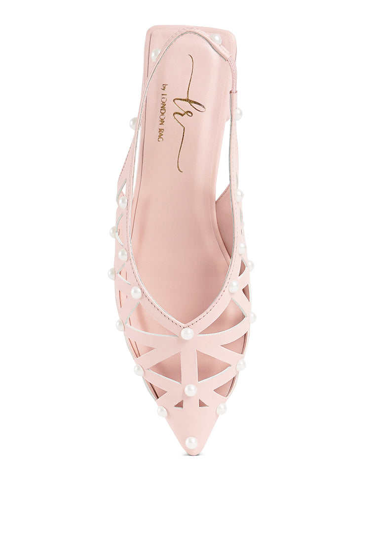 Women Pearl Embellished Slingback Sandals