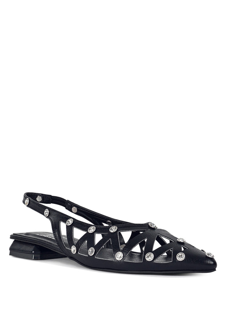 women diamante embellished slingback sandals#color_black
