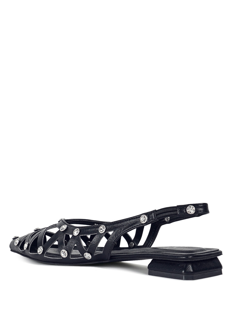 women diamante embellished slingback sandals#color_black