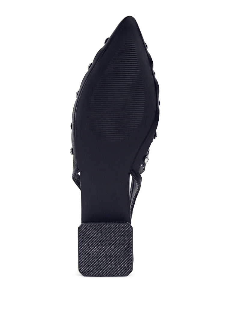 women diamante embellished slingback sandals#color_black