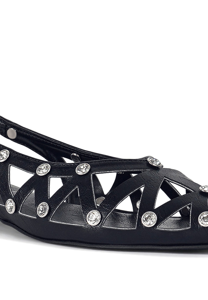 women diamante embellished slingback sandals#color_black