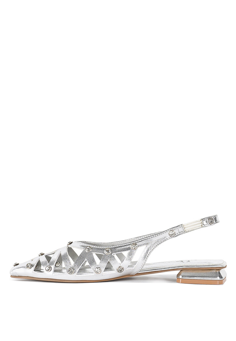 women diamante embellished slingback sandals#color_silver 