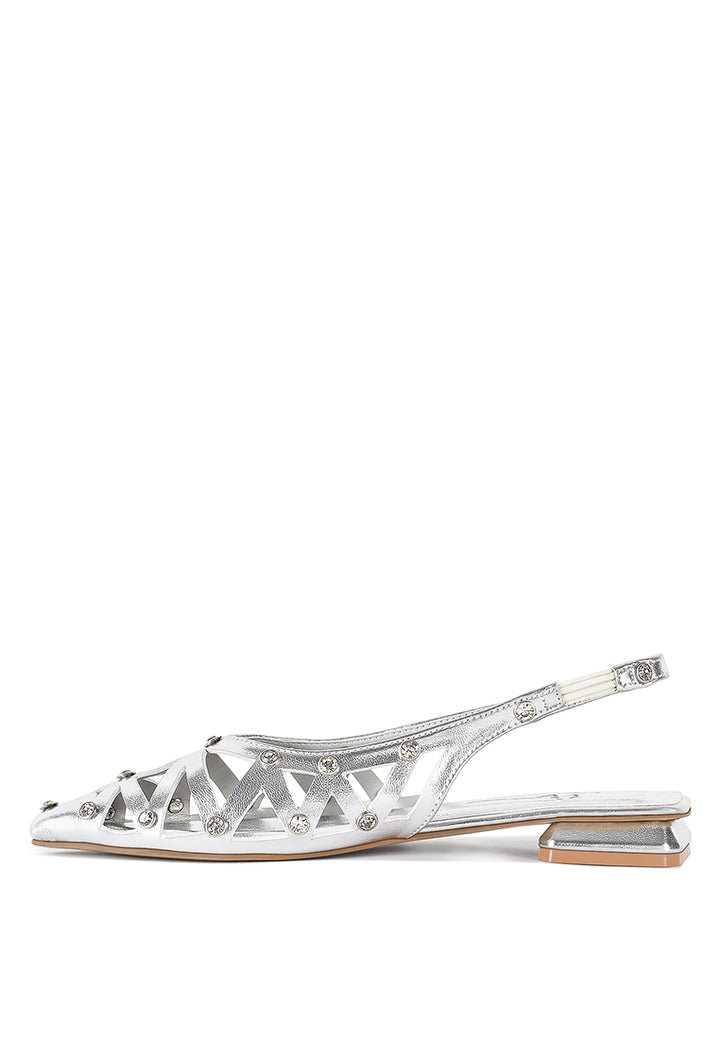 women diamante embellished slingback sandals#color_silver 