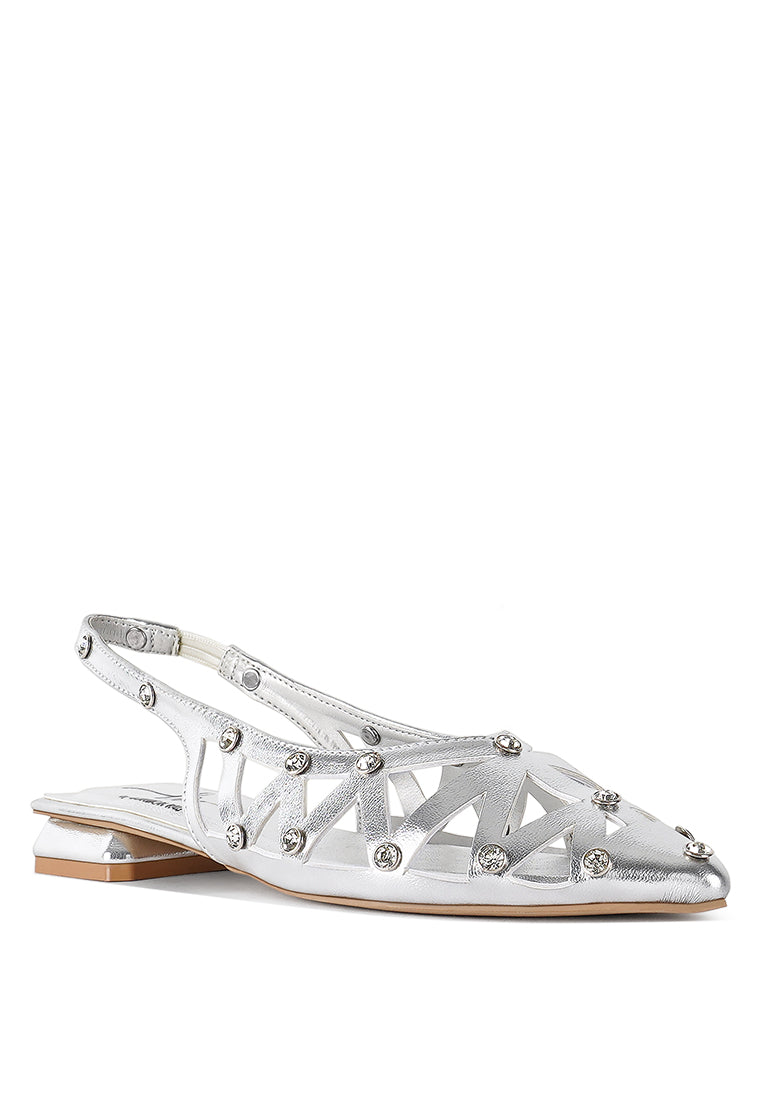 women diamante embellished slingback sandals#color_silver 