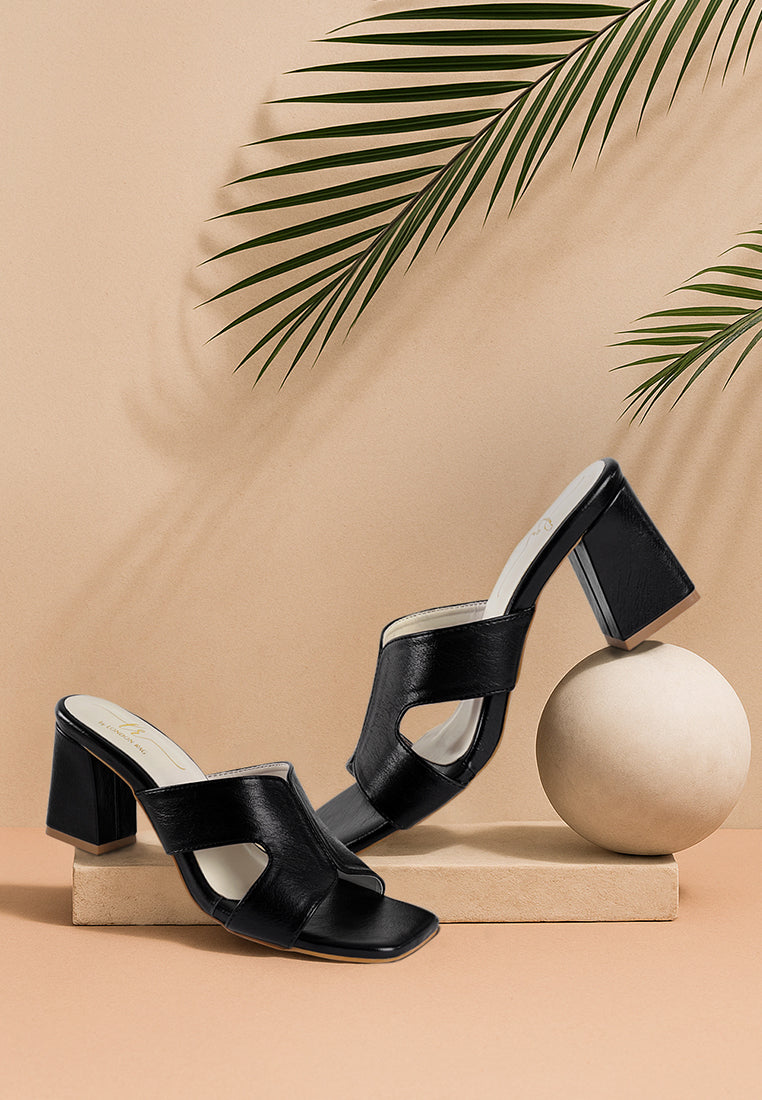 women square toe block heels#color_black