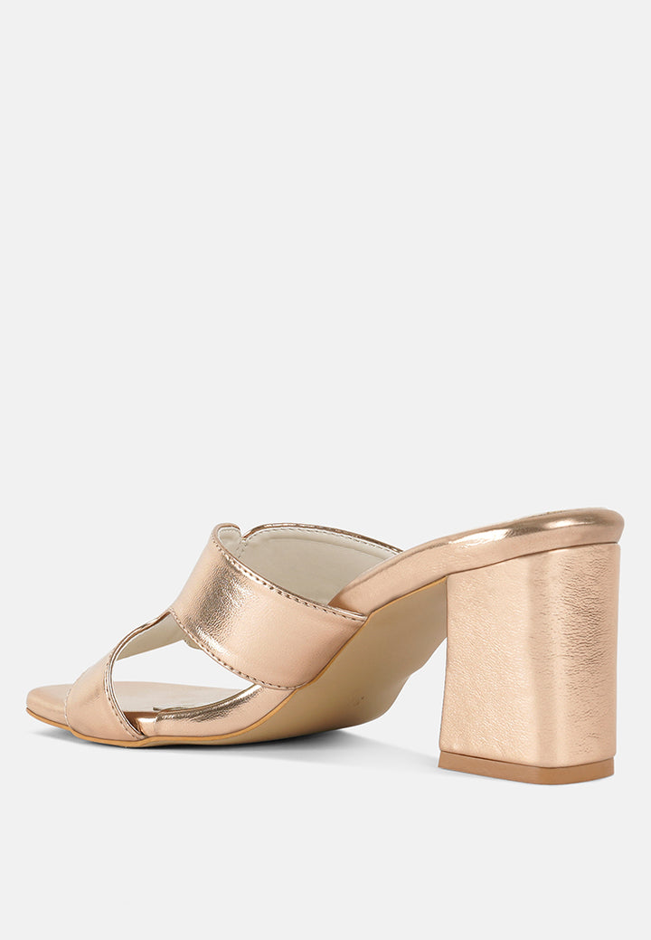 Women Metallic Faux Leather Slip On Sandals