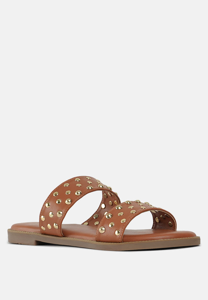 Studded Faux Leather Slip Ons