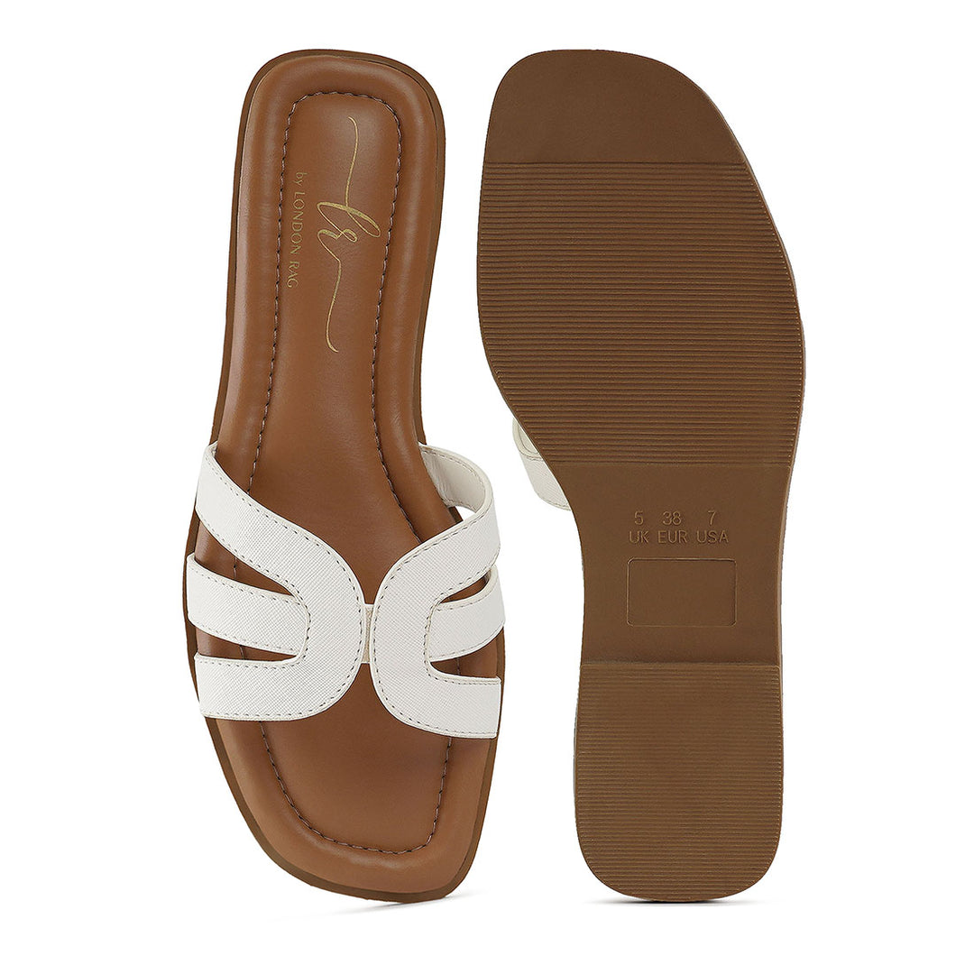 faux leather flat heel slip ons#color_white