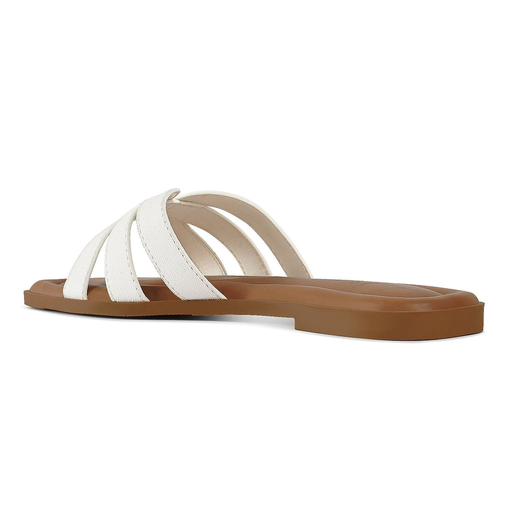 faux leather flat heel slip ons#color_white