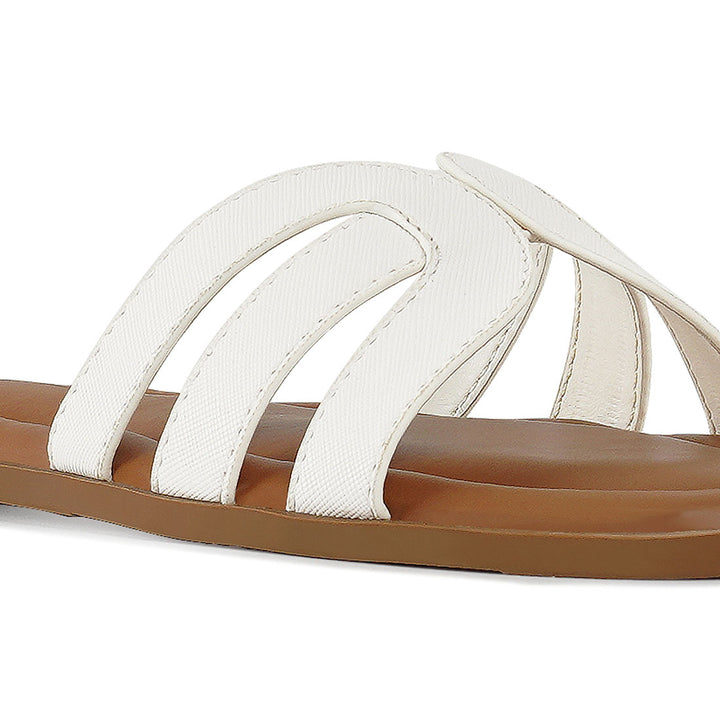 faux leather flat heel slip ons#color_white