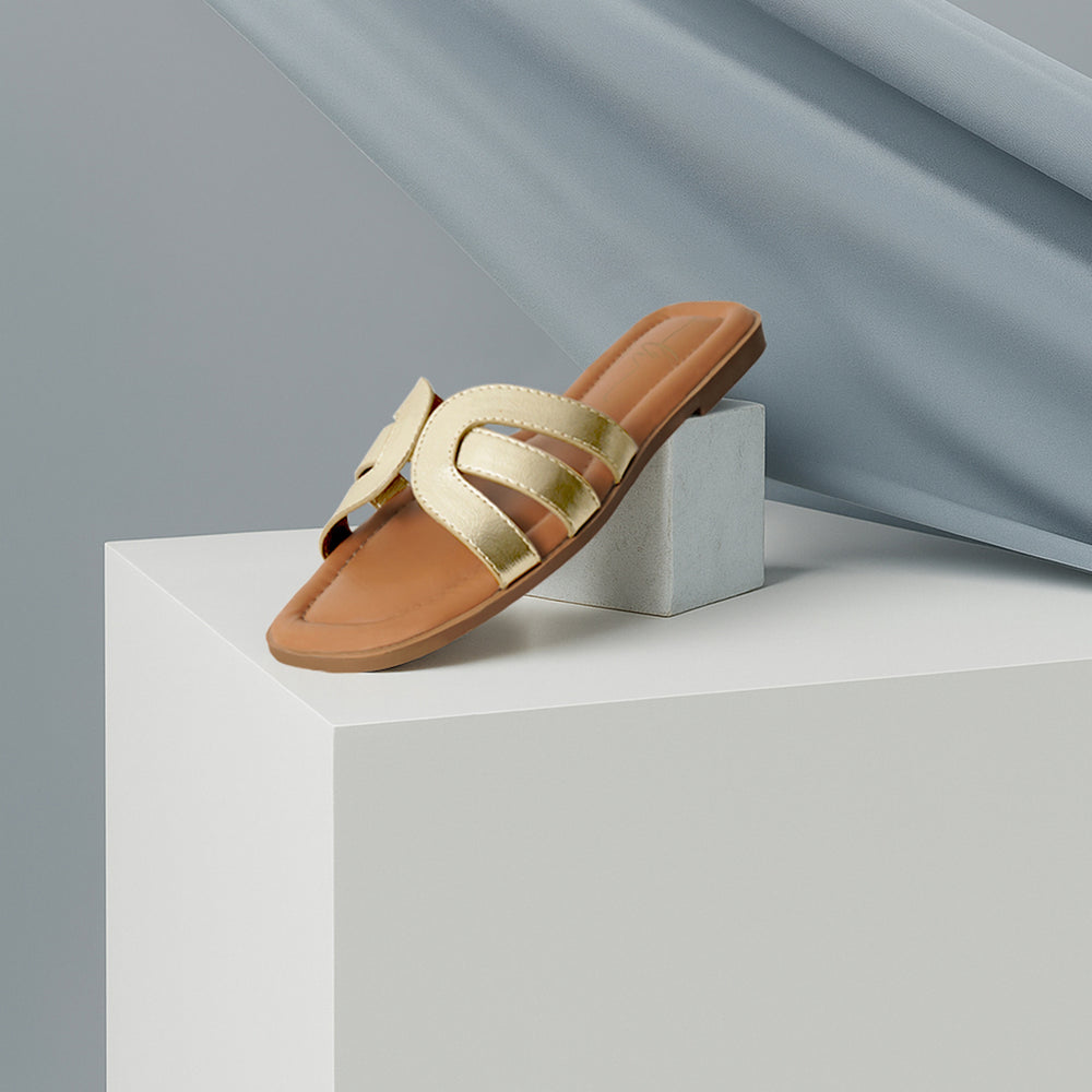 metallic flat heel slip ons#color_gold