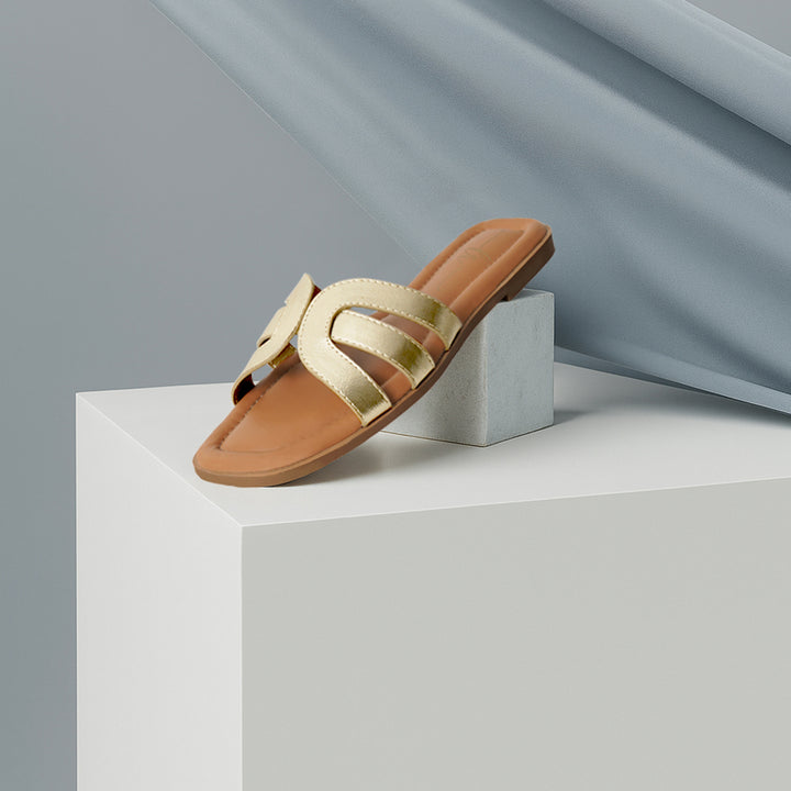 metallic flat heel slip ons#color_gold