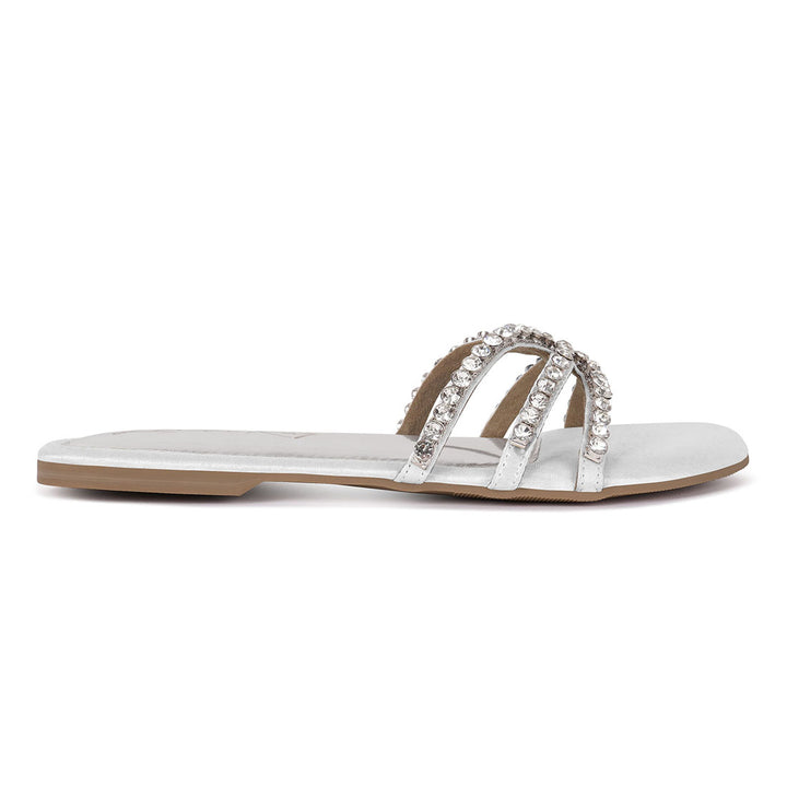 dimante strap flat sandals#color_white