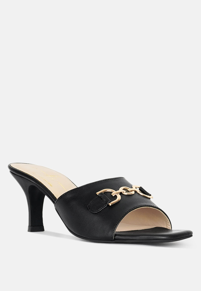 women horsebit detail heels#color_black