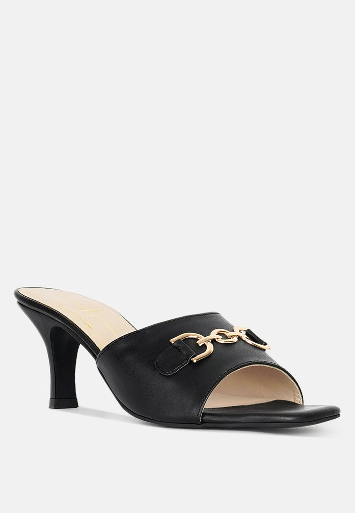 women horsebit detail heels#color_black