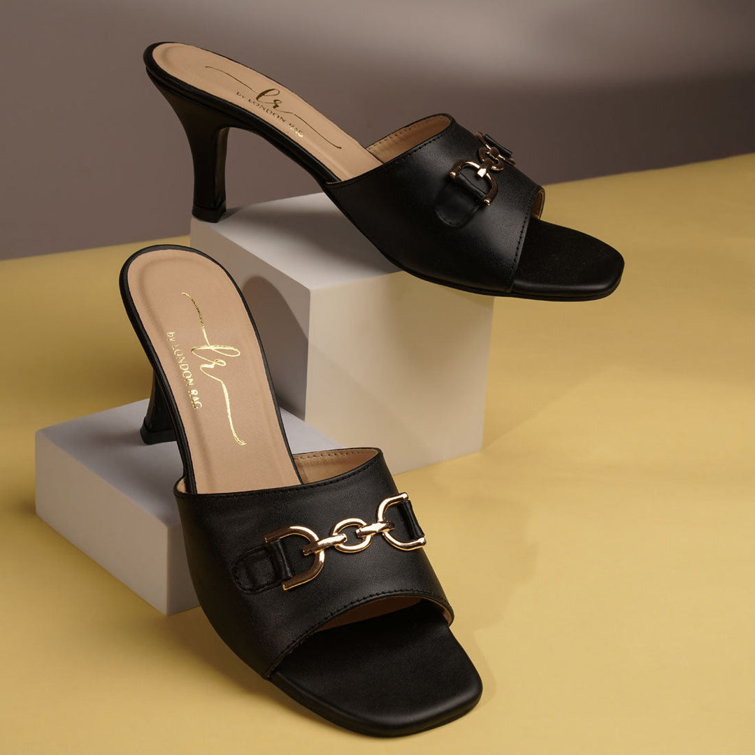 women horsebit detail heels#color_black