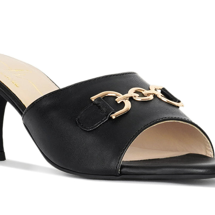 women horsebit detail heels#color_black