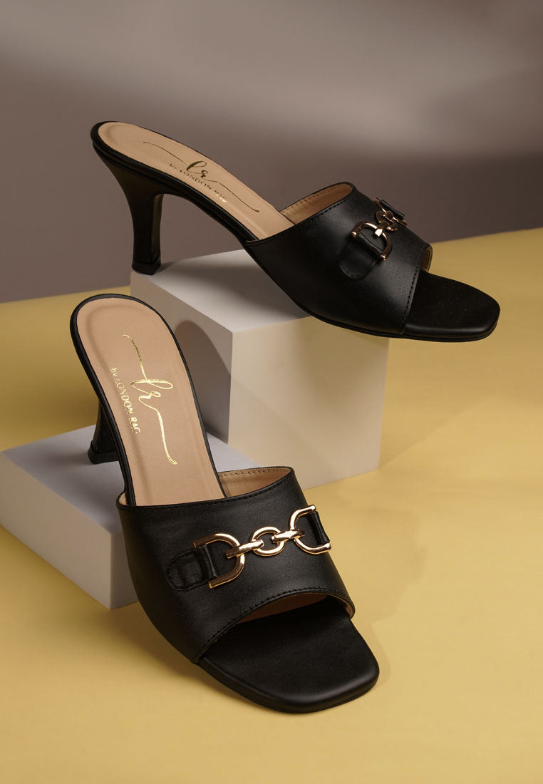 women horsebit detail heels#color_black