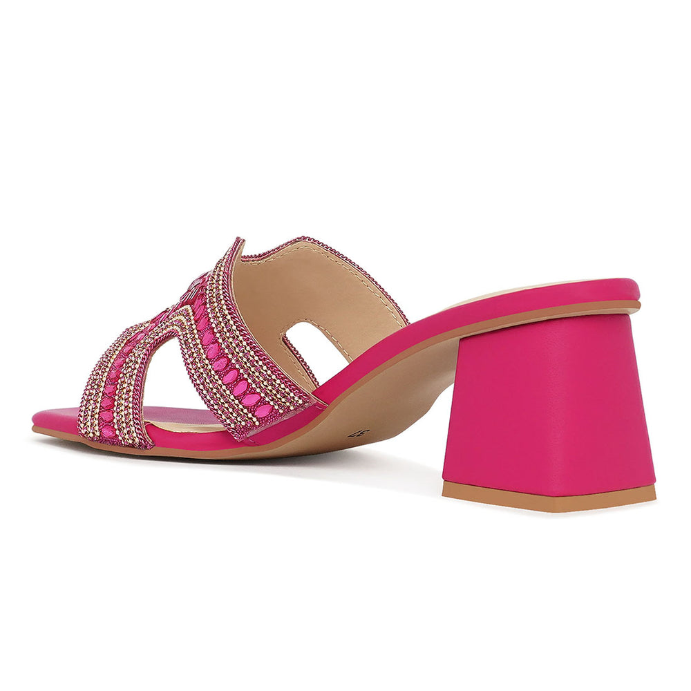 women embellished block heels#color_fuchsia