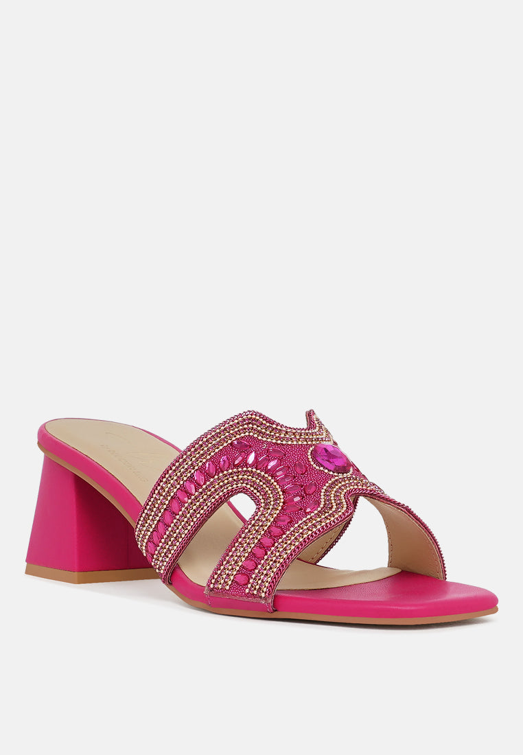 women embellished block heels#color_fuschia