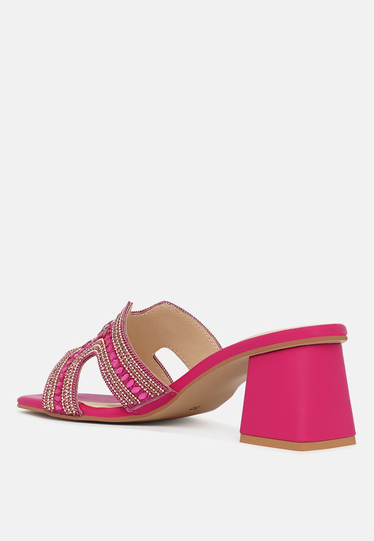 women embellished block heels#color_fuschia