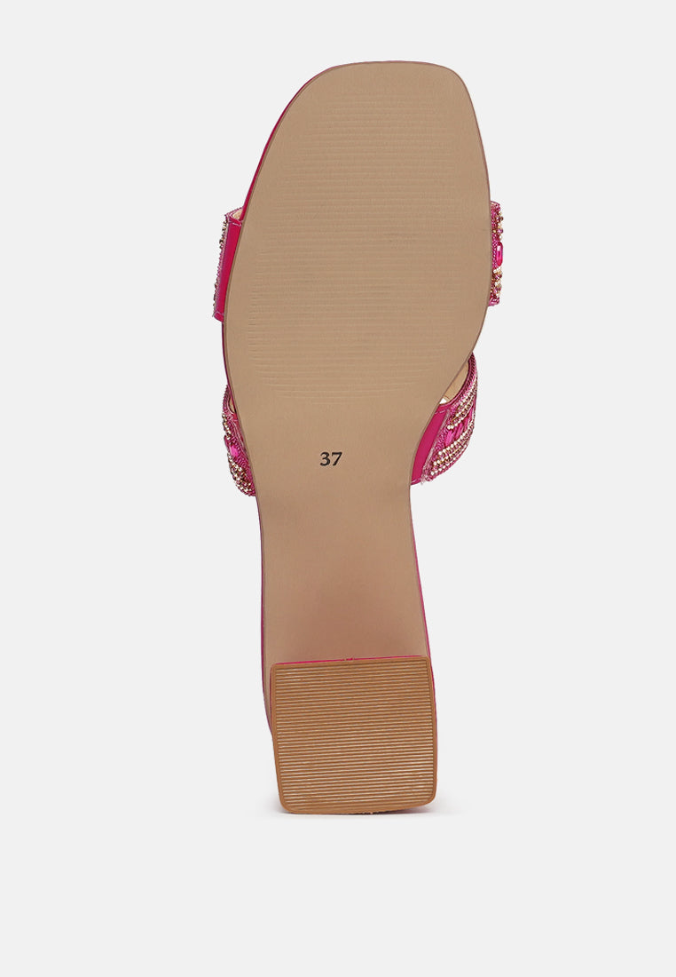 women embellished block heels#color_fuschia