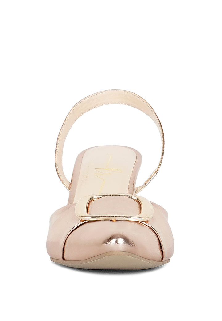 women slingback pointed toe kitten heels#color_black