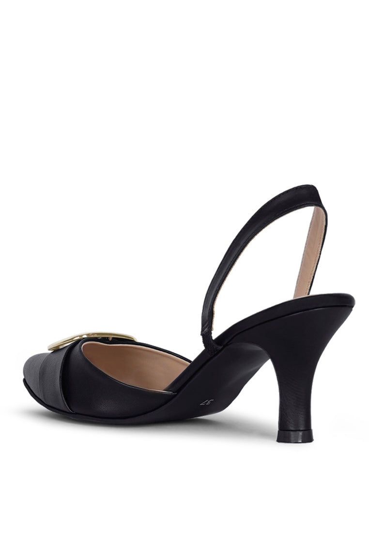 women slingback pointed toe kitten heels#color_black