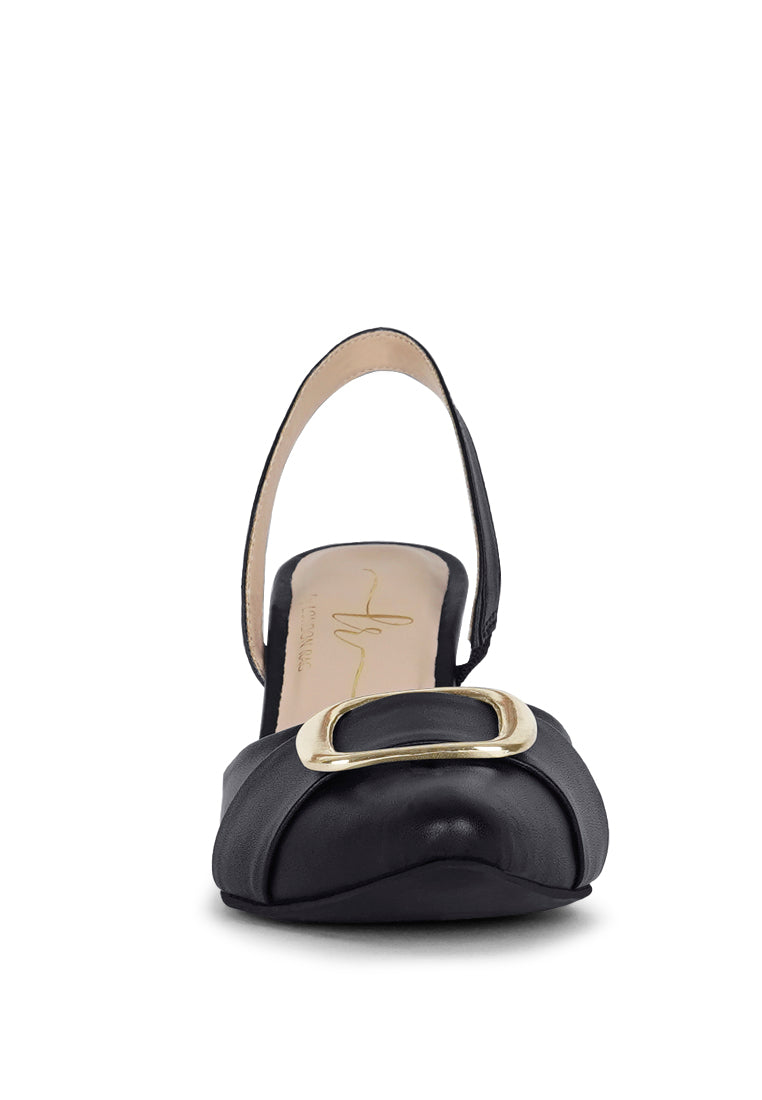 women slingback pointed toe kitten heels#color_silver