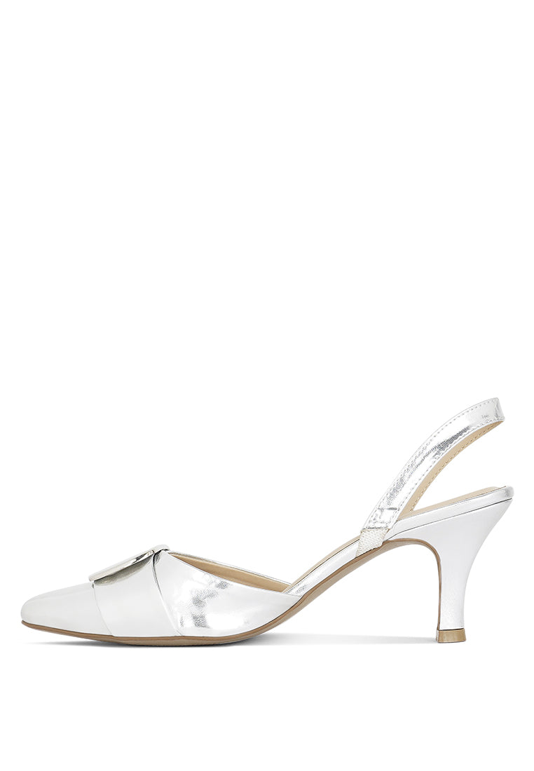 Women Slingback Pointed Toe Kitten Heels