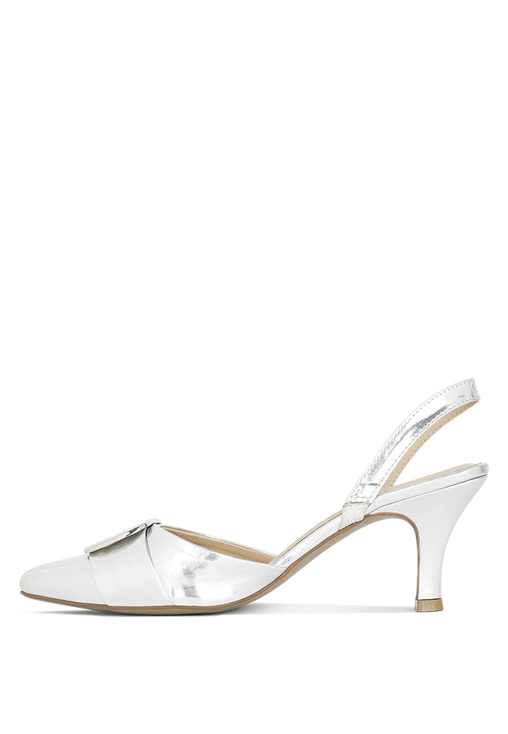 Women Slingback Pointed Toe Kitten Heels