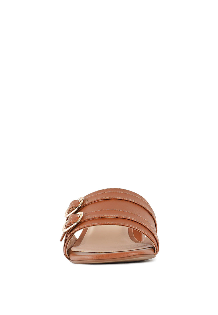 women double buckle strap heels#color_black