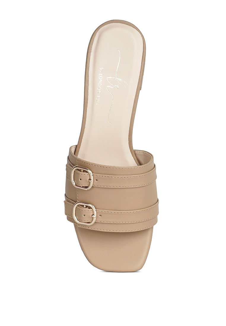 Women Double Buckle Strap Heels