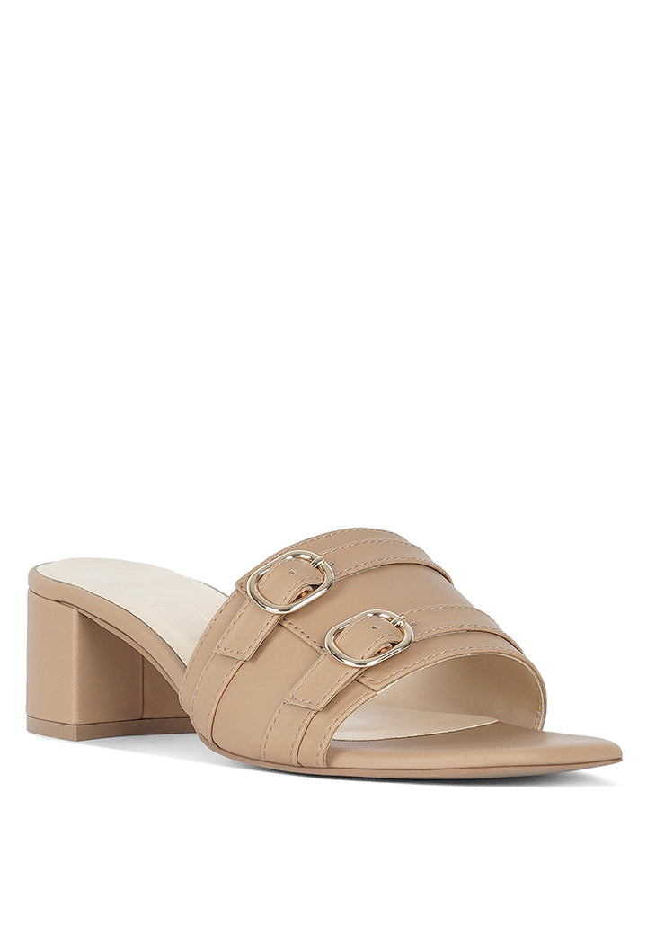 Women Double Buckle Strap Heels