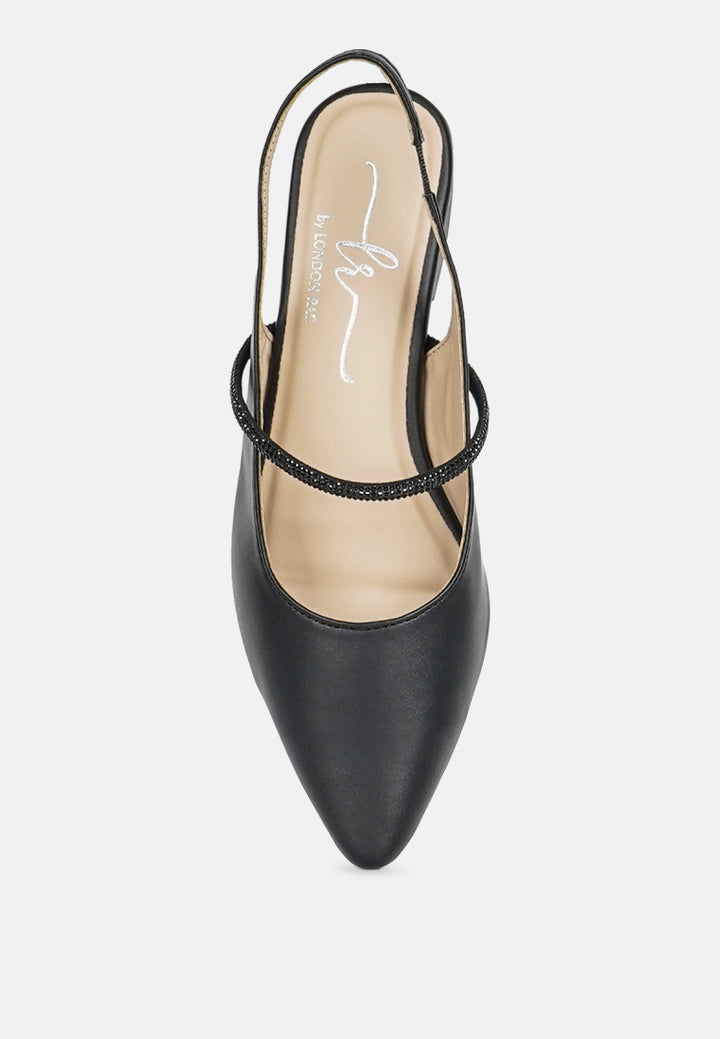 women pointed toe slingback sandals#color_black