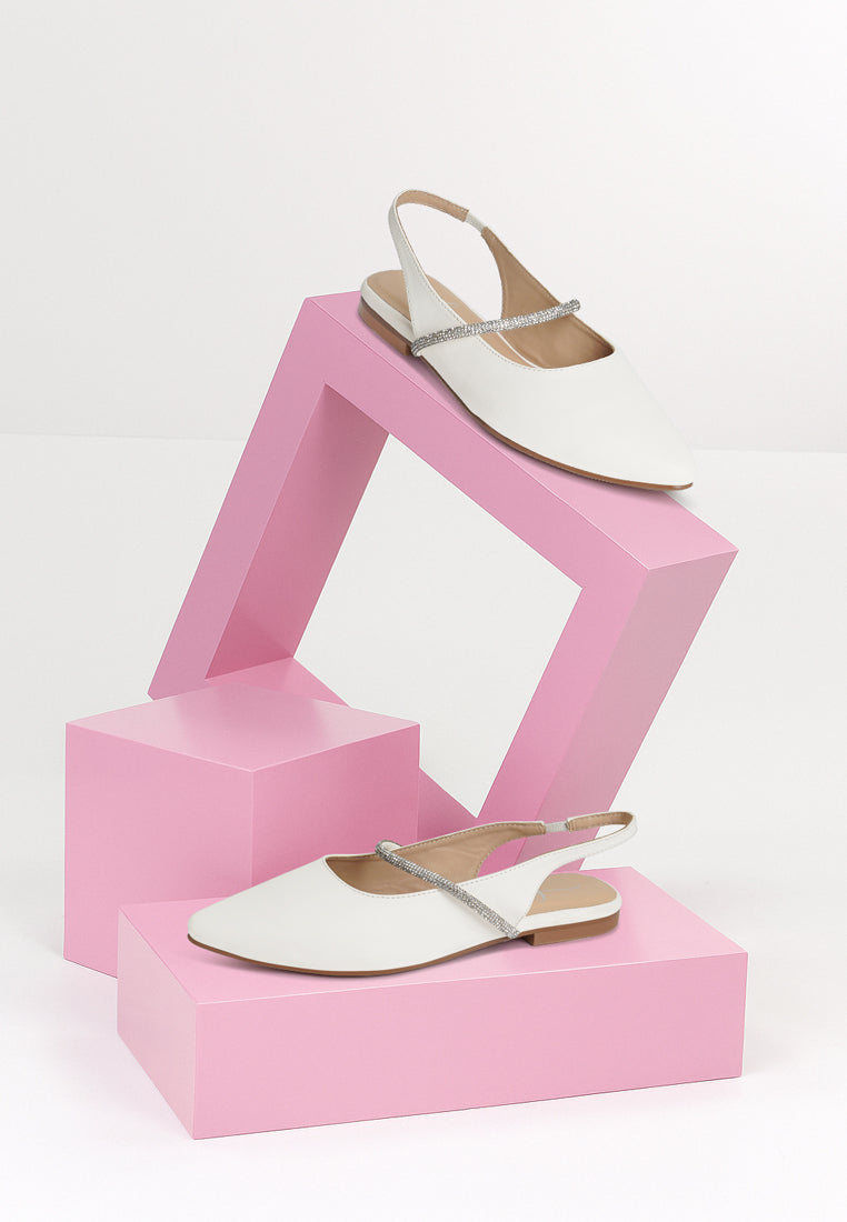 women pointed toe slingback sandals#color_white