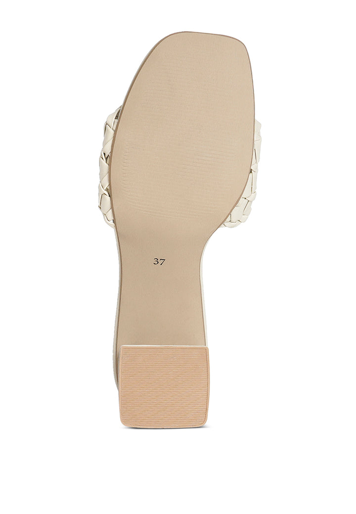 woven strap detail slip-on sandals#color_beige