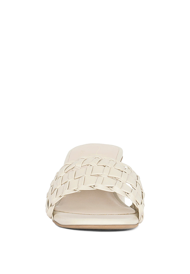 woven strap detail slip-on sandals#color_black