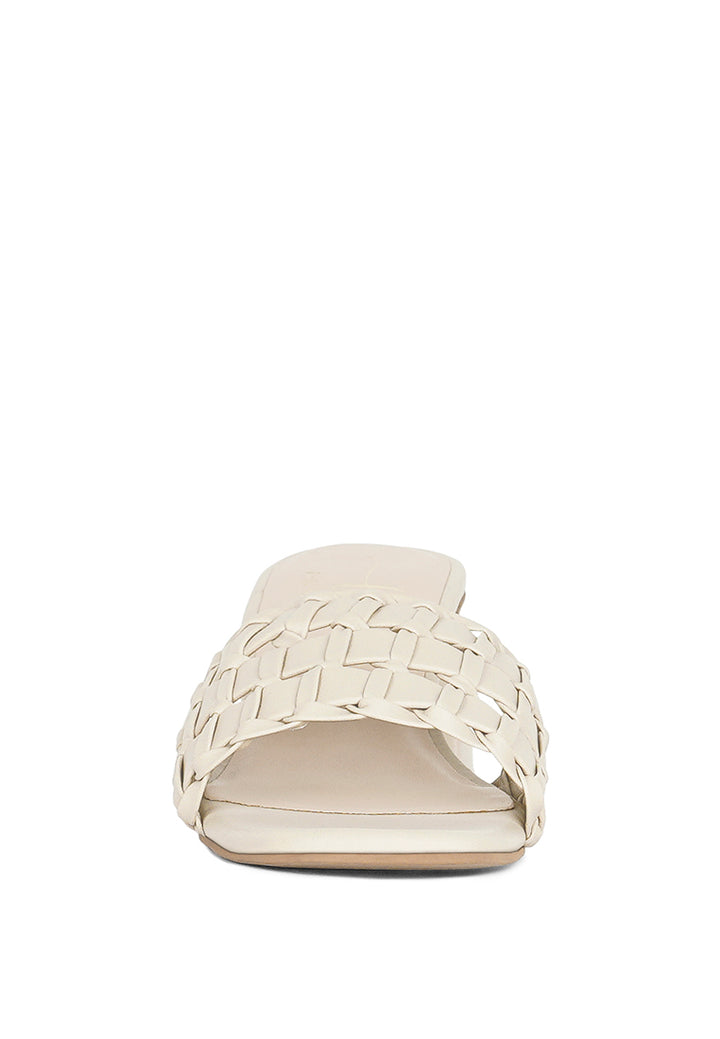 woven strap detail slip-on sandals#color_black