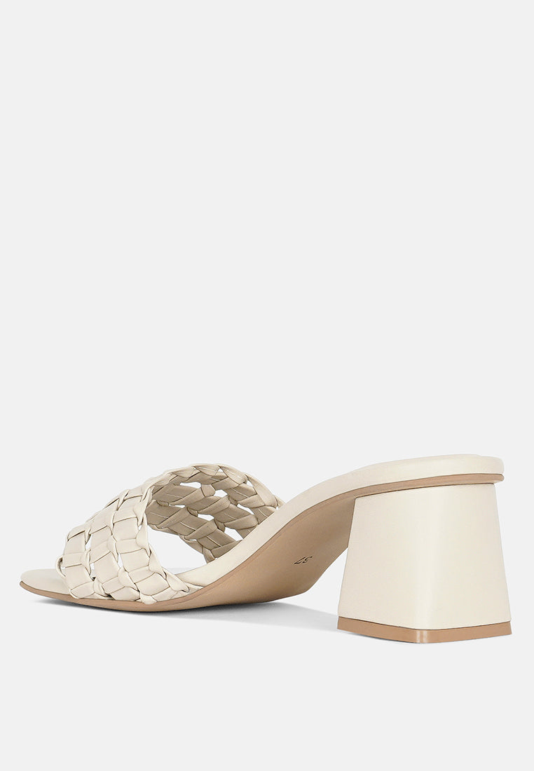 women woven strap detail slip-on sandals#color_beige