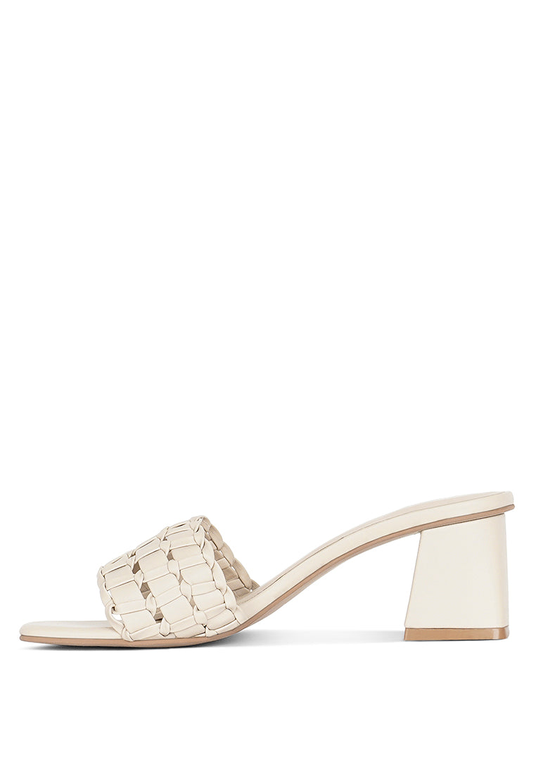 woven strap detail slip-on sandals#color_beige