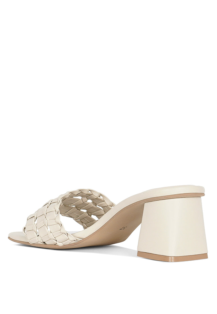 woven strap detail slip-on sandals#color_beige