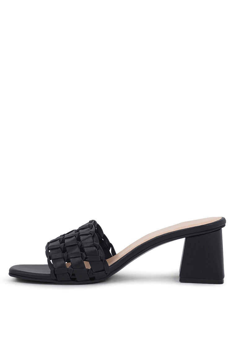 woven strap detail slip-on sandals#color_black