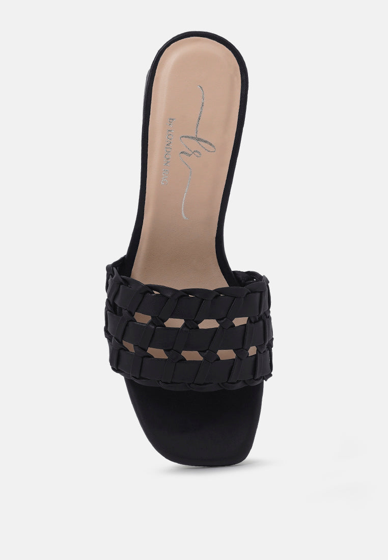 women strap detail slip-on sandals#color_black