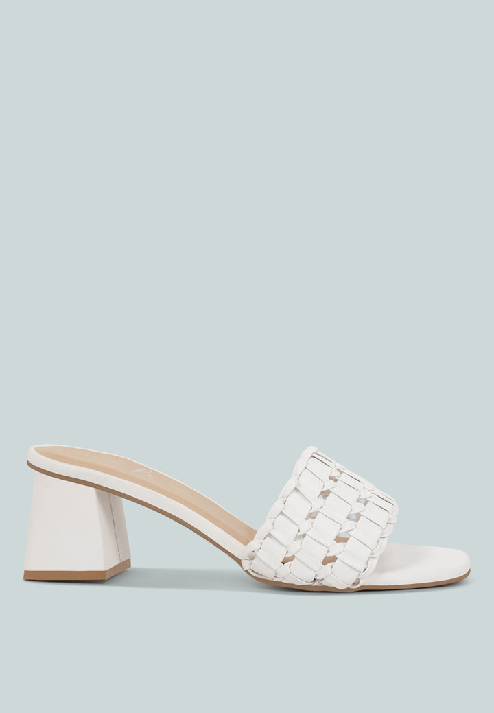 women woven strap detail slip-on sandals#color_white