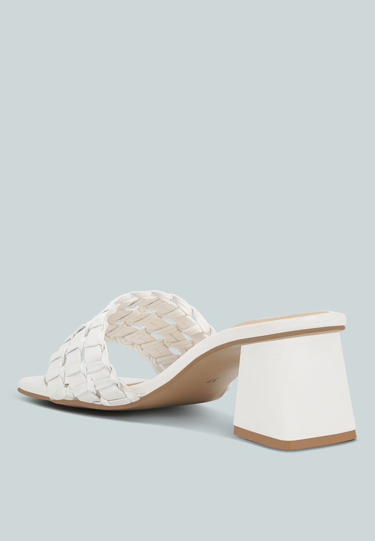 women woven strap detail slip-on sandals#color_white