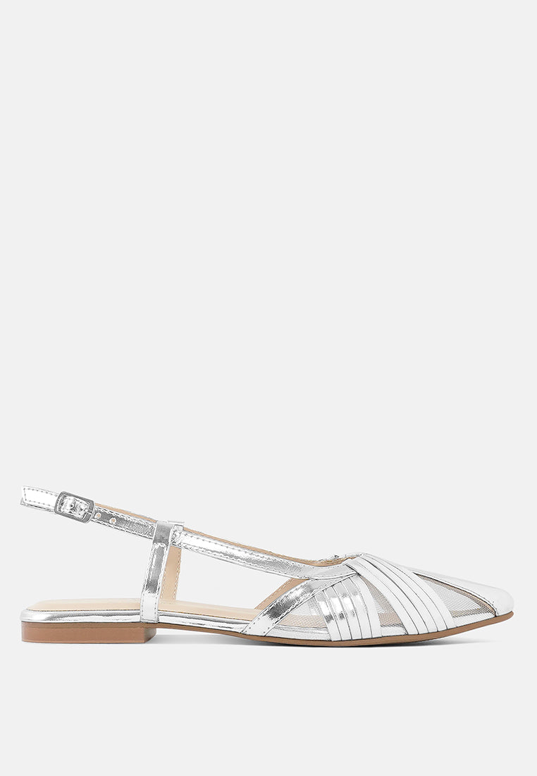 women metallic faux leather slingback sandals#color_silver