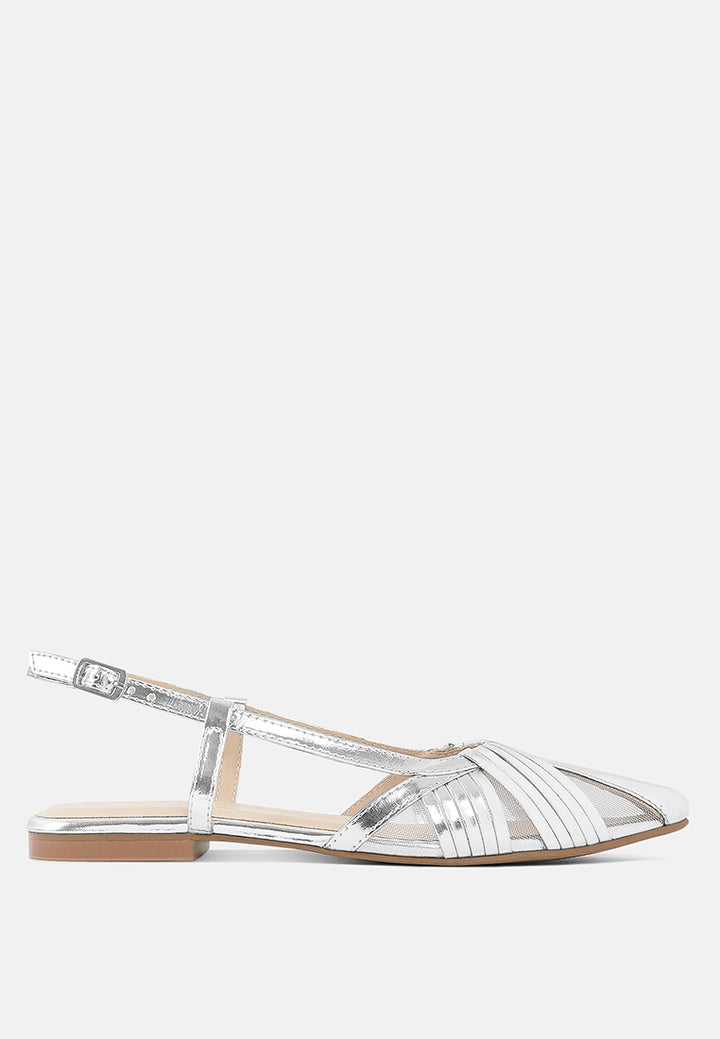 women metallic faux leather slingback sandals#color_silver