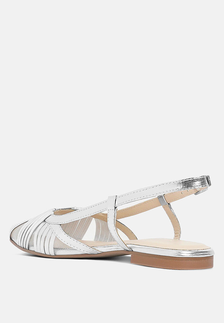 women metallic faux leather slingback sandals#color_silver